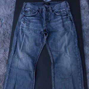 SILVER JEANS - BLUE JEANS - DISTRESSED/RELAXED FIT - 32 X 26